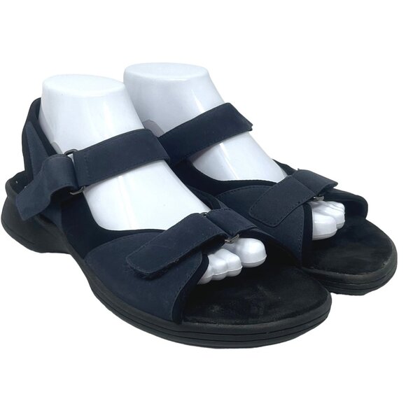 Clarks Womens Springers Navy Blue Leather Sandal 88750‎ Size 10 Medium - Picture 1 of 9